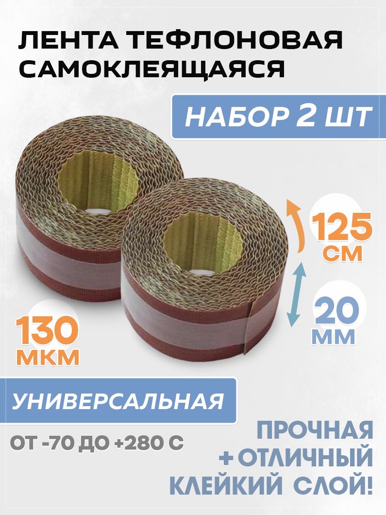 Самоклеящаяся тефлоновая лента в роликах 20х1250мм 2 шт
