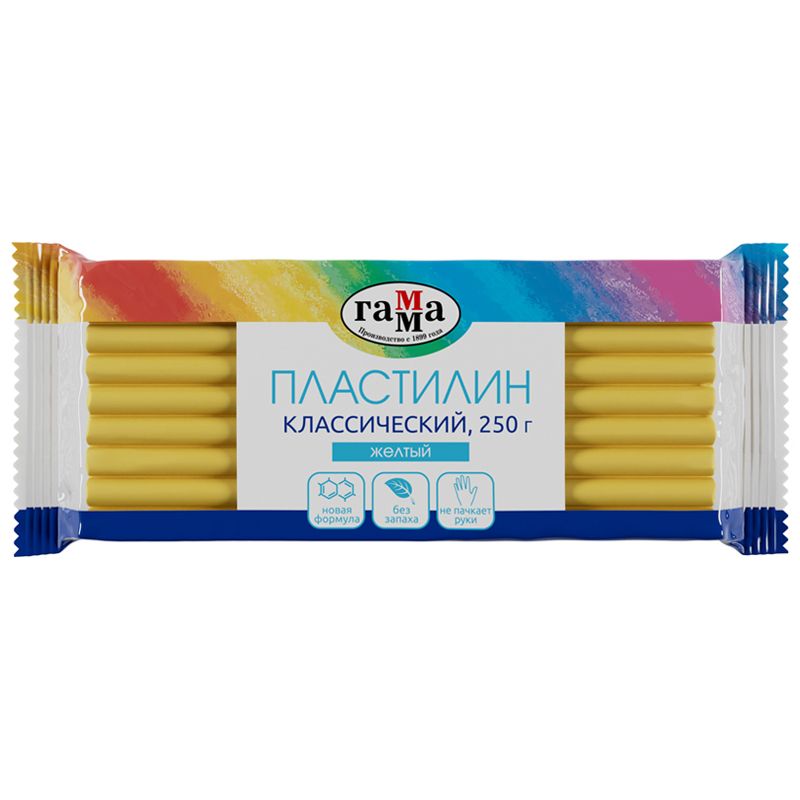 Пластилин гамма "Классический" 250г, желтый (270818 03)