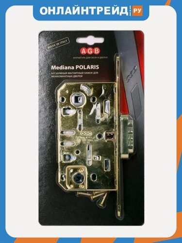 Изображение товара Замок межкомнатный магнитный Agb MEDIANA POLARIS WC+отв. планка, золото (B06102.50.03.567)
