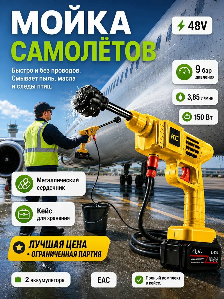 Аккумуляторная мойка высокого давления для автомобиля