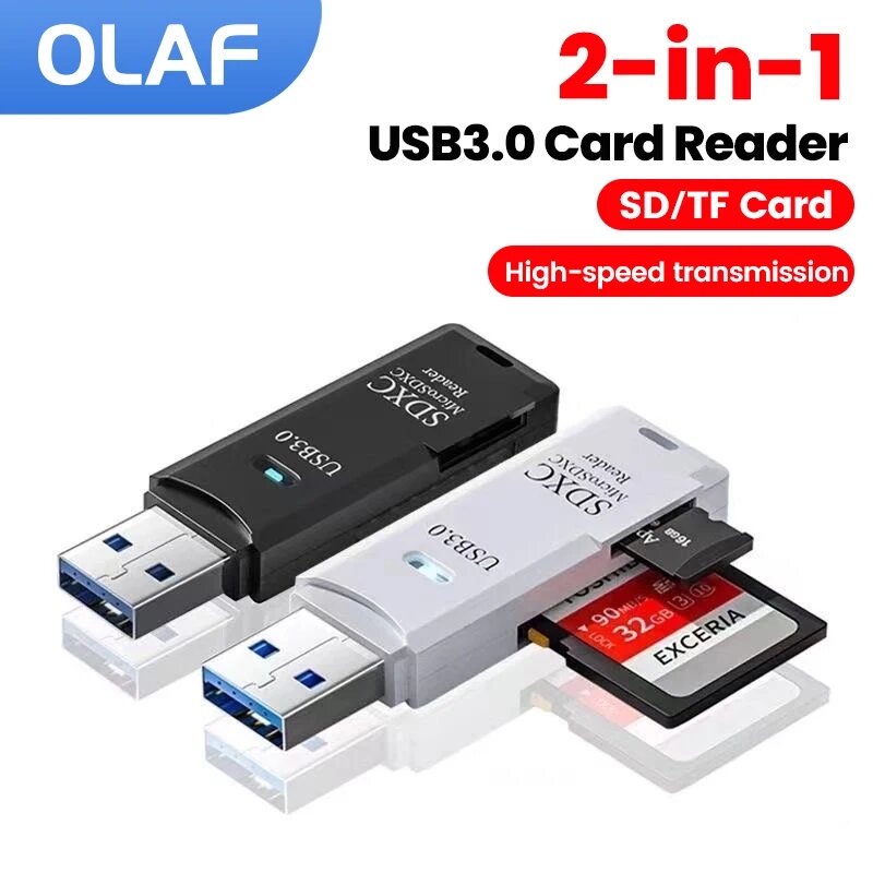 Белый USB 2.0 адаптер для SD/TF карт