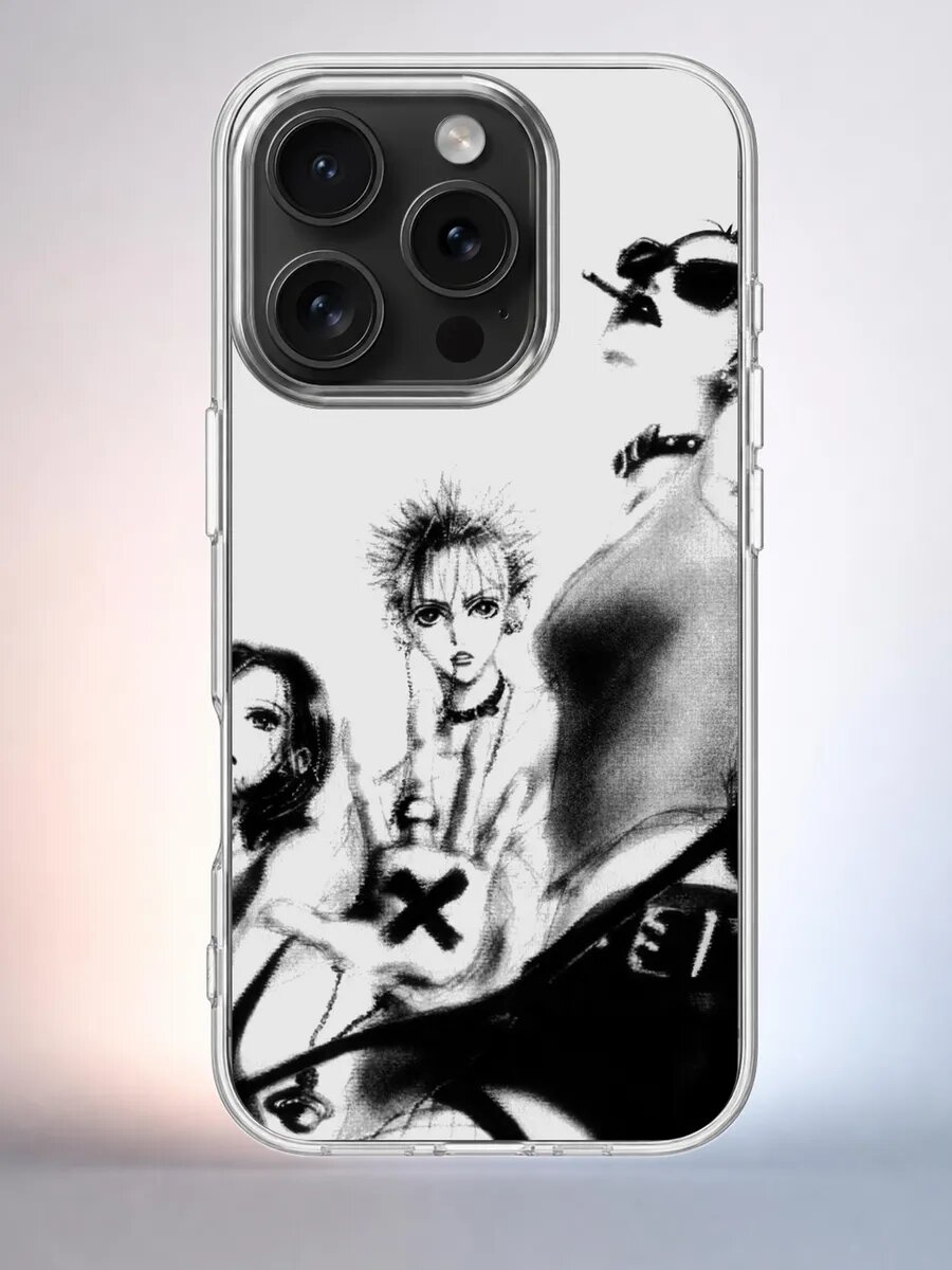 Чехол iPhone 15 Pro манга панк силиконовый прозрачный