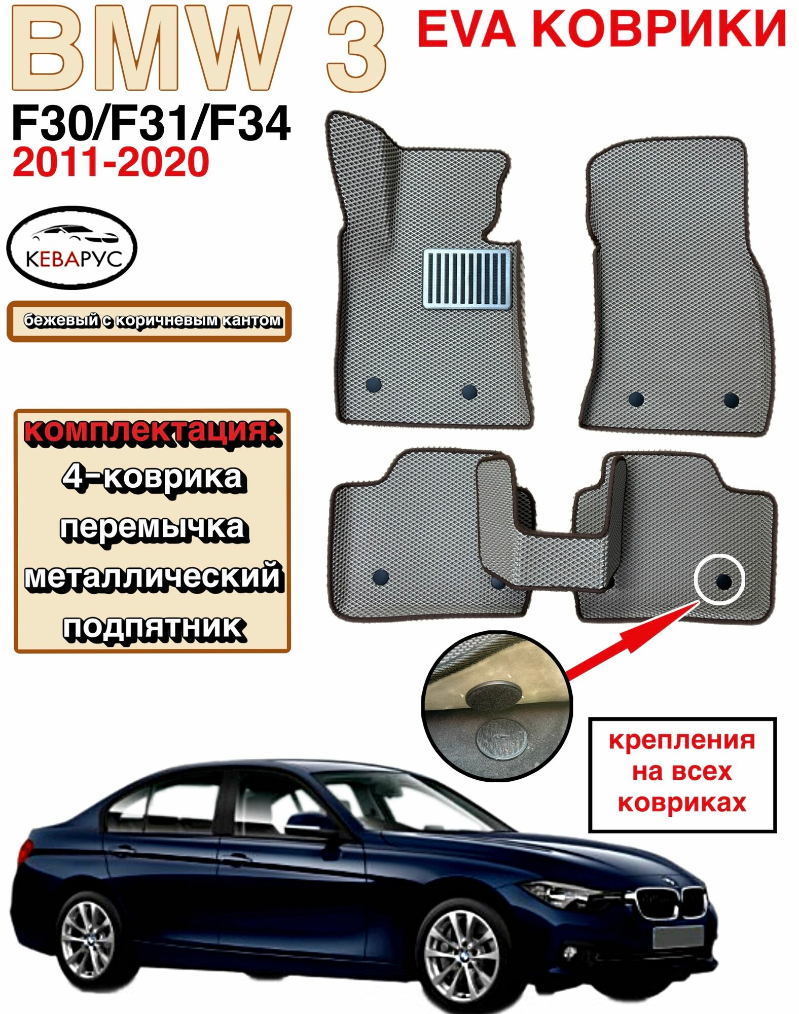 Комплект EVA с бортами для BMW 3 (F30/F31/F34) 2012-2019г./БМВ 3.