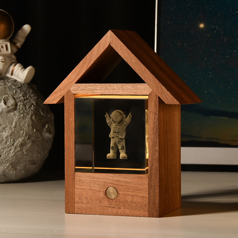 3D кристаллический стеклянный шар с космонавтом, светодиодный декор для гостиной, уникальный подарок на день рождения