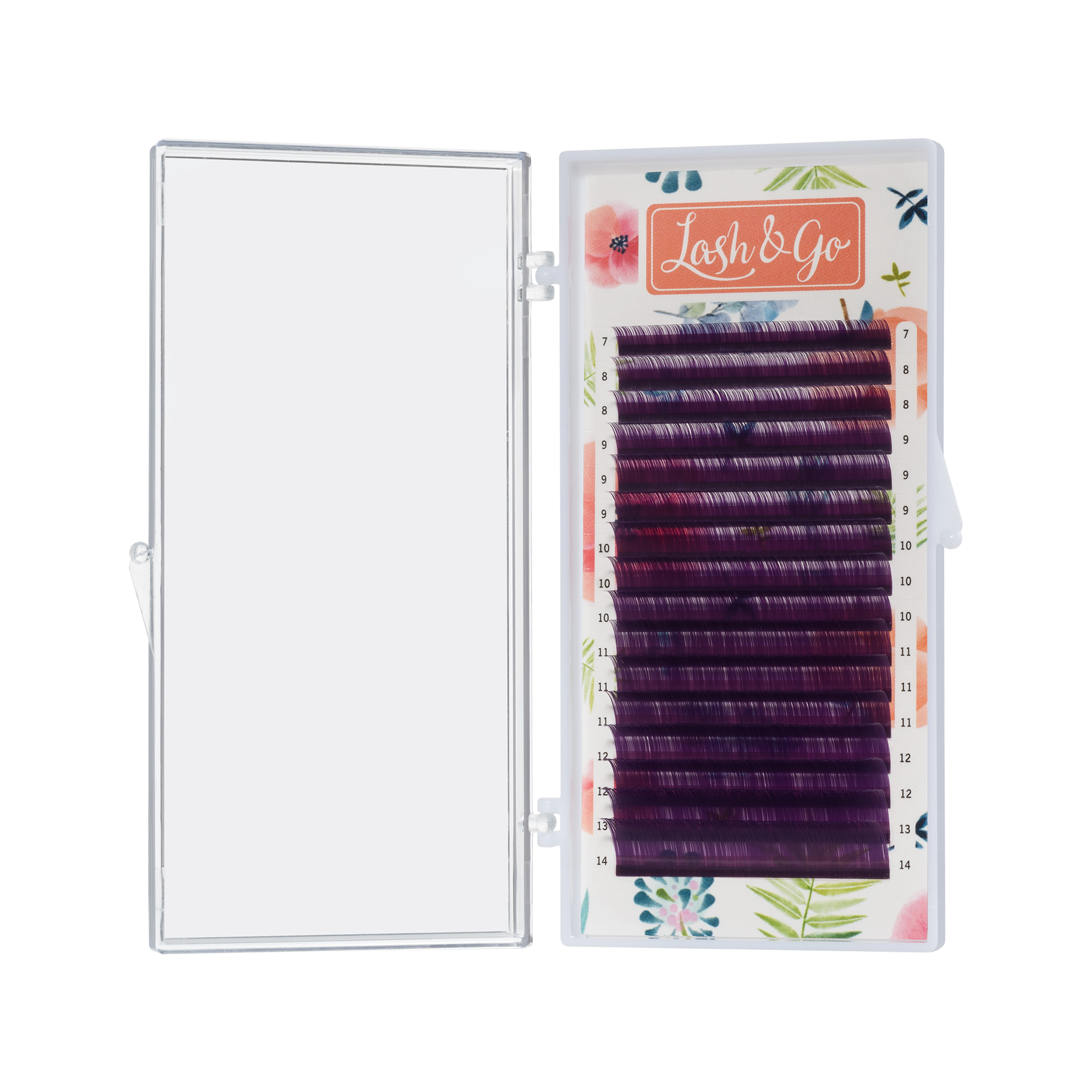 Цветные ресницы Lash&Go микс 0,10/L/7-14 mm new "Фиолетовые" (16 линий)