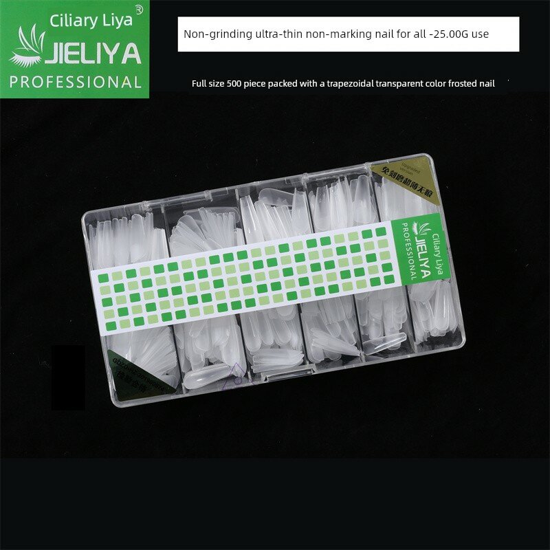 JIELIYA 500-шт. Матовые полупрозрачные накладные ногти для частичного и полного нанесения, форма трапециевидная,