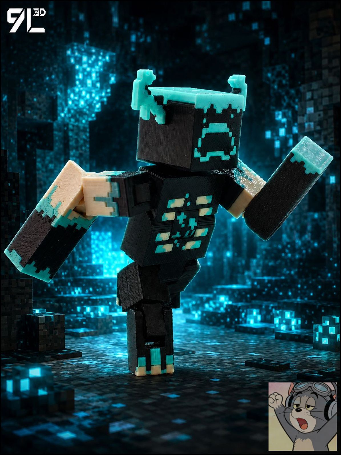 9L3D 3D-печатная подвижная фигурка Варден 8 см (Warden 8 cm), Minecraft, T13, Dummy 13, игровая шарнирная коллекционная игрушка-модель из PETG, подарок фанатам Minecraft