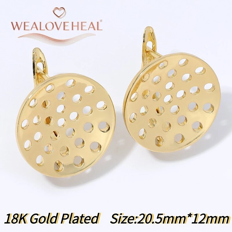 Крючки для сережек WEALOVEHEAL позолоченные 18 каратным золотом 2 pairs, Желтый, 18K Gold Plated