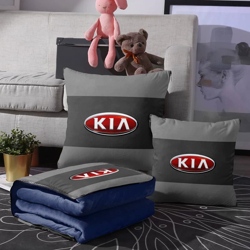 Коралловый флисовый плед Kia 40x40 см сложен, разворачивается до 105x150 см, пара для офиса и автомобиля