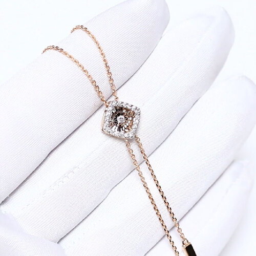 фото Колье diamant online, красное золото, 585 проба, бриллиант, длина 40 см., прозрачный