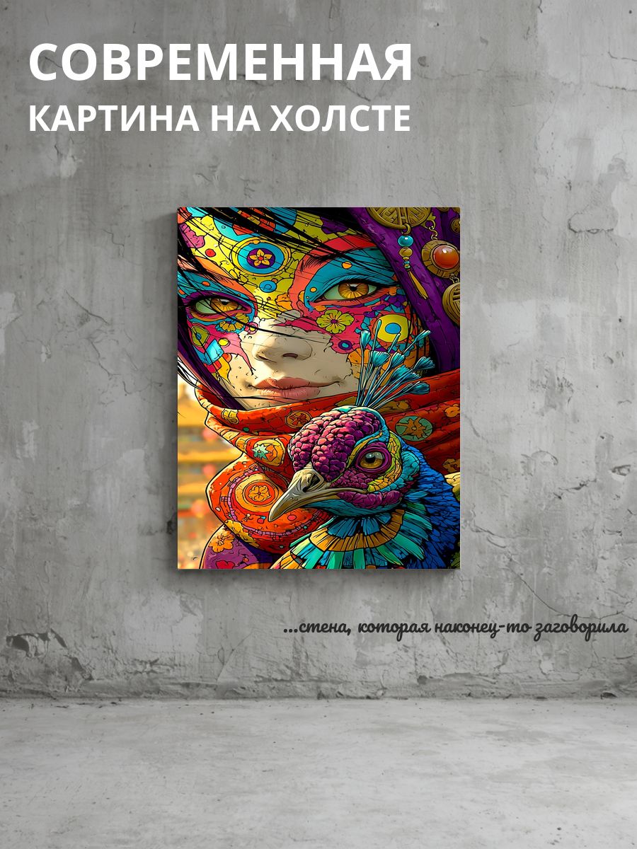 Картина на холсте Человек и попугай 20x30 см