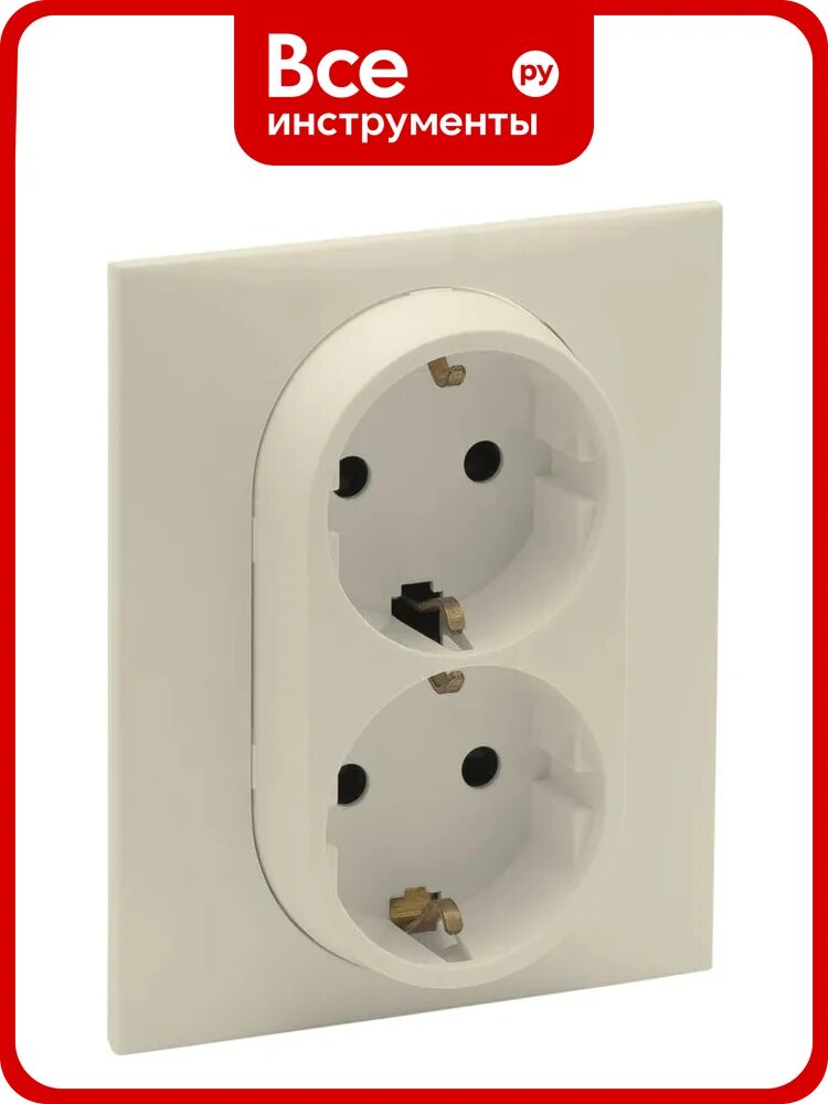 Розетка двойная Legrand STRUCTURA с заземляющим контактом, без защитных шторок, 16А, в сборе, слоновая кость 764231