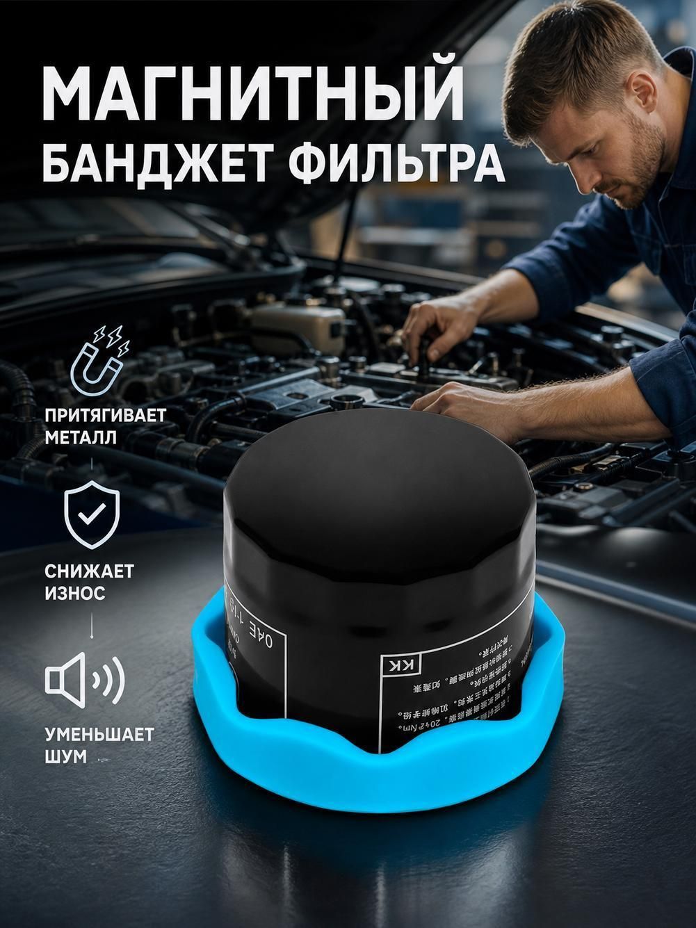 Намагничиватель автомобильного масляного фильтра: адсорбирует железные опилки и снижает износ двигателя.