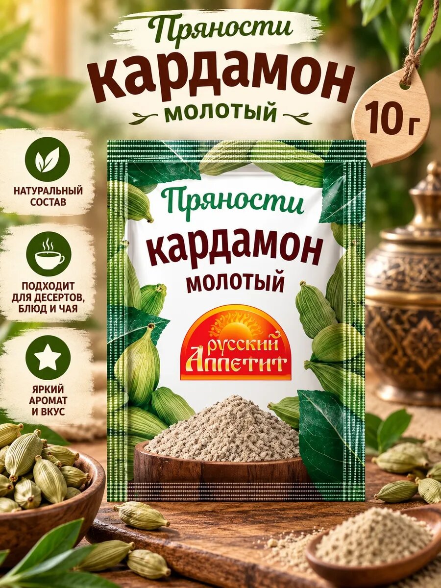 Кардамон 1 упаковка 10 грамм специя