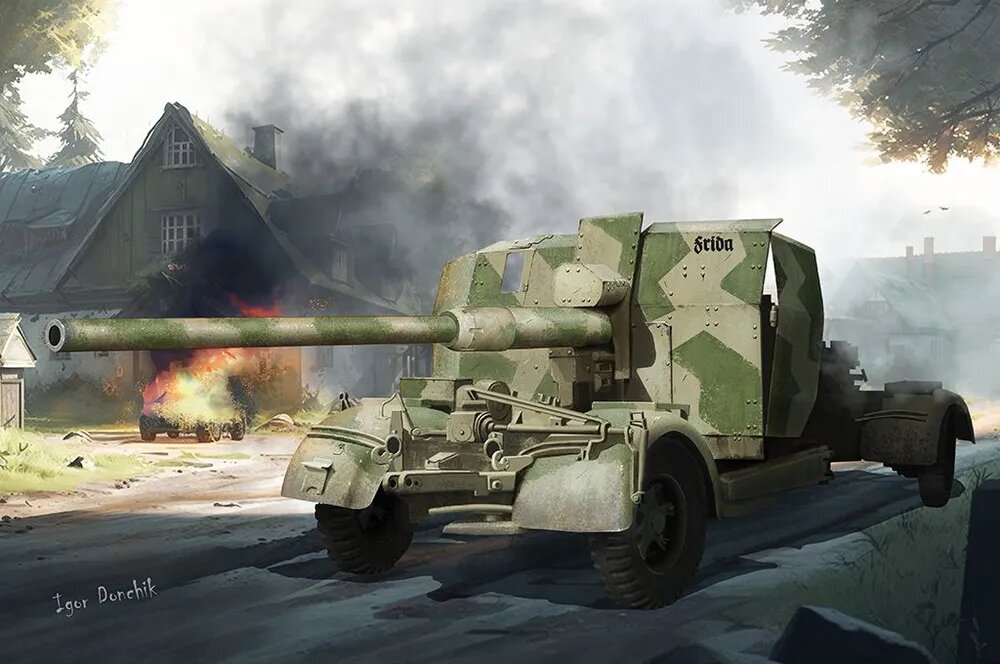 Немецкий зенитный орудие Flak 41 88 мм trumpeter-02358