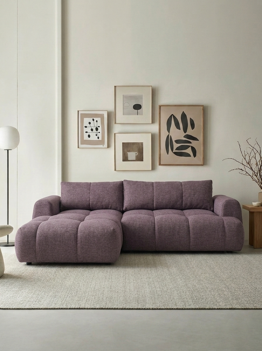 Диван с оттоманкой Маринара Strong Plus 05 FM 242x144x80 см, бордовый Рогожка, еврокнижка Дом мебели для вас