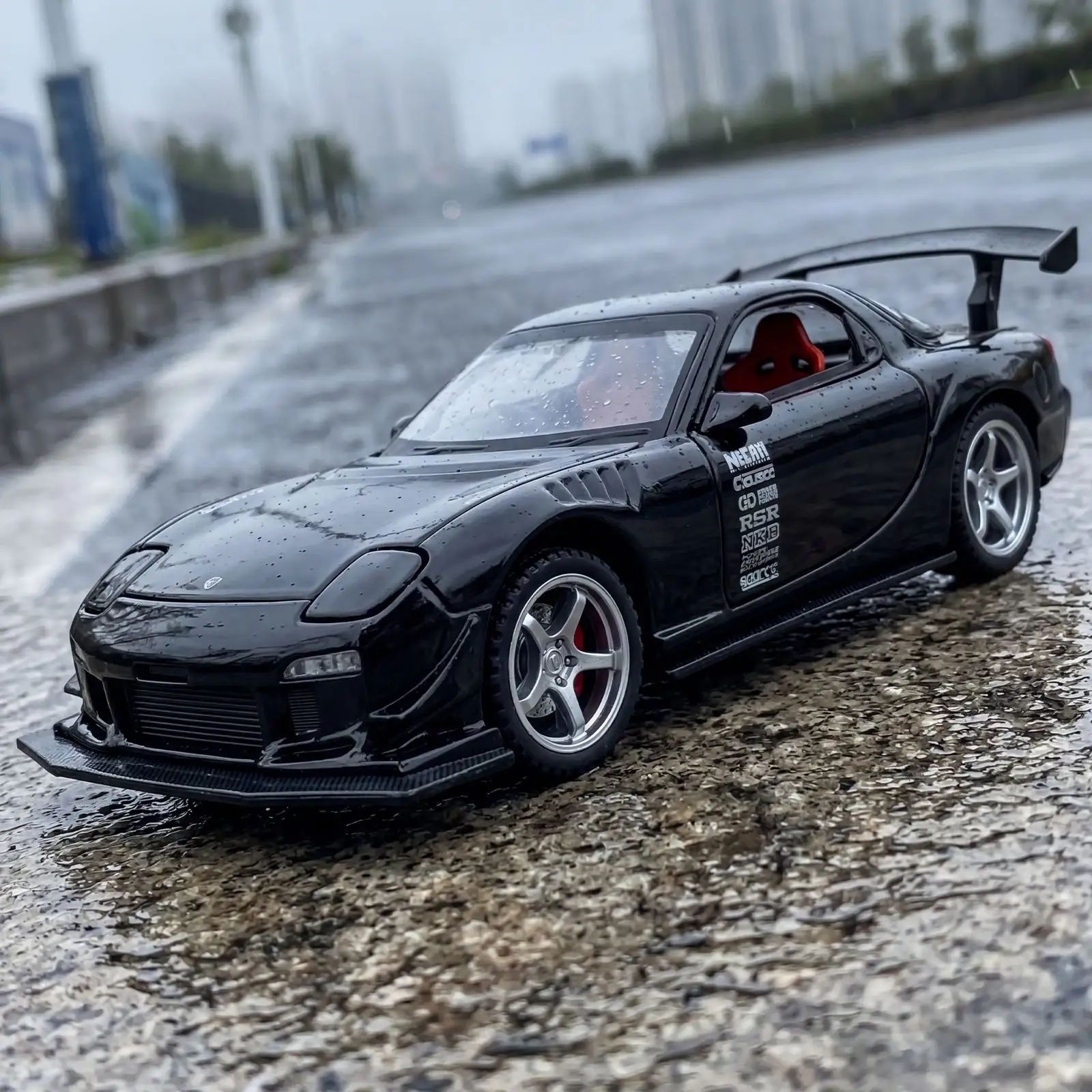 JDM Mazda RX7 RX-7 FD3S 1:32 Sports Car, Детские игрушечные машинки, Звук и свет, металлическая коллекционная модел, Игрушки для мальчиков