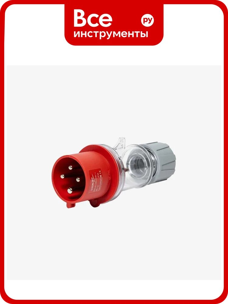 Вилка кабельная прозрачная 32A, 380-415 В, 3P+E, quick connect, IP44 Voltz PC246Q44