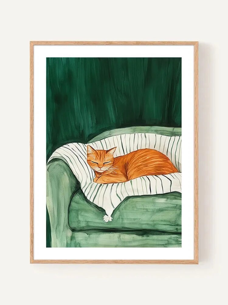 Плакат "Дневной сон рыжего кота(Без рамки)", 70х50 см