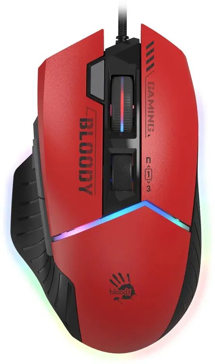 Мышь проводная A4TECH Bloody W95 Max Sports, игровая, оптическая, USB, 12000dpi, красный и черный