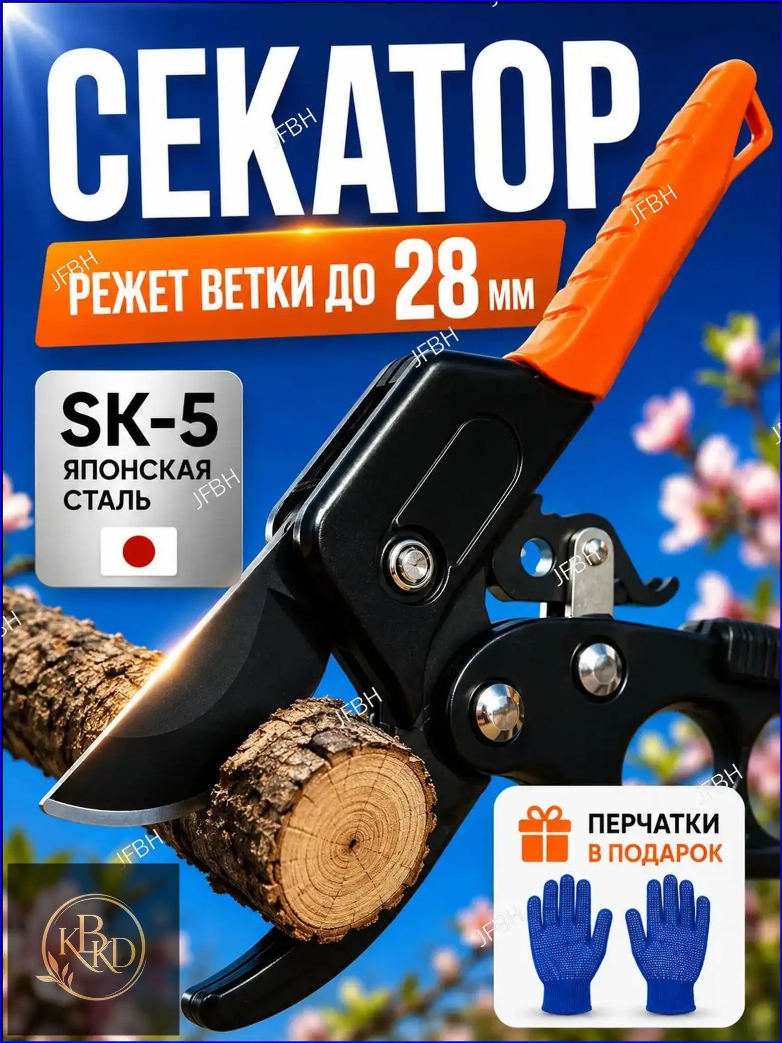 Секатор, Артикул: 5596828823, Материал лезвия: Сталь SK5, Материал рукояти: ABS пластик