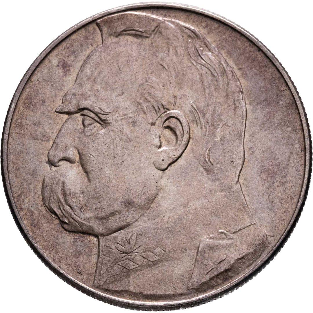 Польша 10 злотых zlotych 1935 Пилсудский, Серебро 750, в сохранности AU