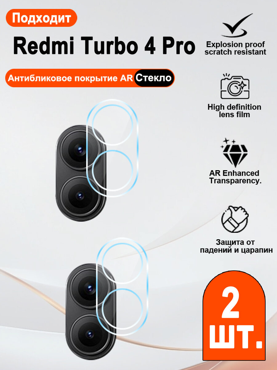 2 шт. Для камеры Redmi Turbo 4 Pro защитное стекло, ультратонкое, не мешает съёмке.
