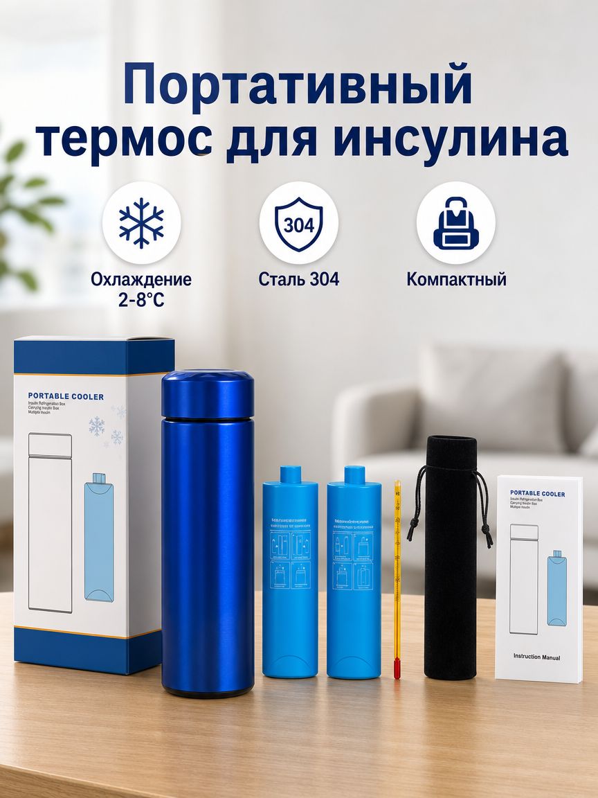 Термоконтейнер для инсулина, термопенал для шприц-ручек, портативный холодильник