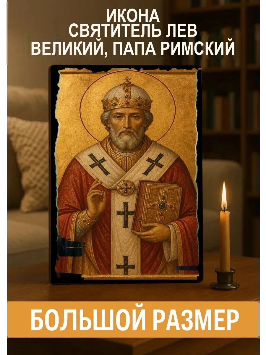 Икона Святитель Лев Великий, папа Римский, на дереве, 30×40 см