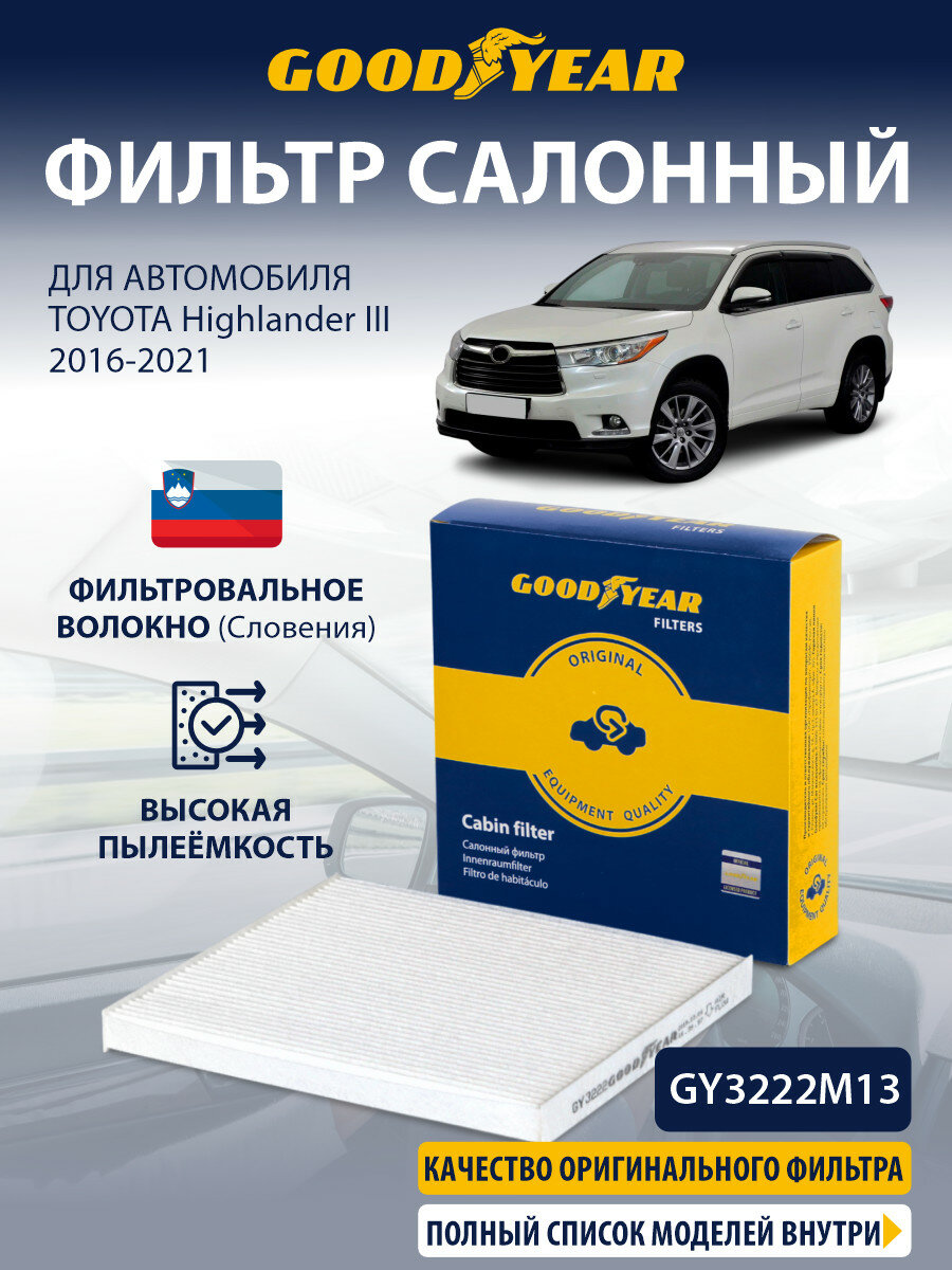 Фильтр салонный TOYOTA Highlander 3 (тойота Хайлендер 3) 2013-2021