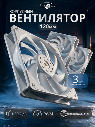 Изображение товара Вентилятор для корпуса Eurocase EU-FN120WL003 WH KF2150PBT-HDB White,120 white fan