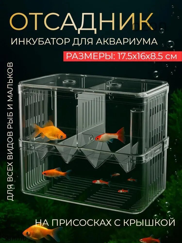Отсадник для рыб инкубатор для мальков в аквариум 17.5х16х8.5 см