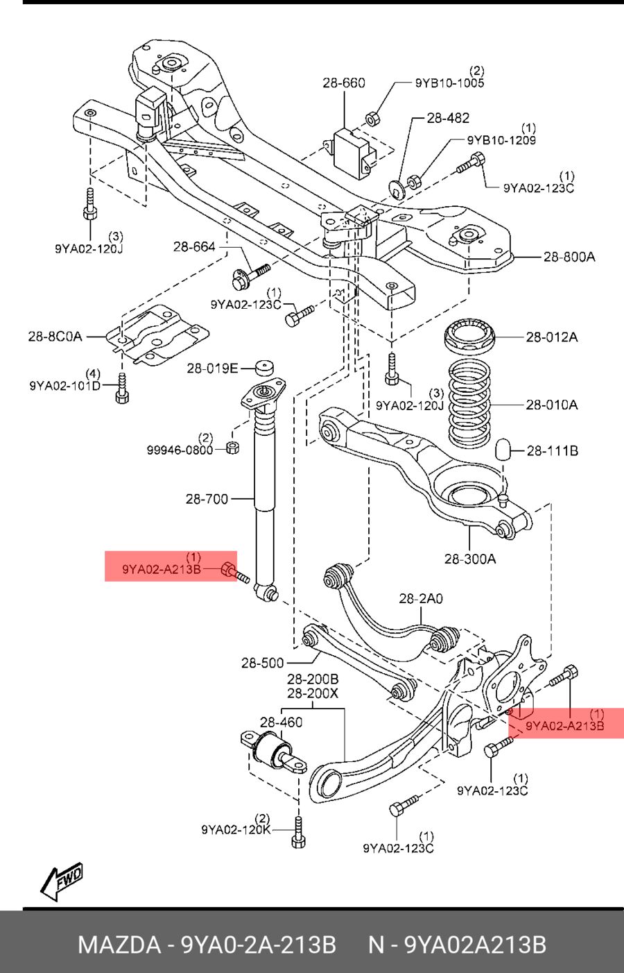 Болт org (Mazda 9YA02A213B)