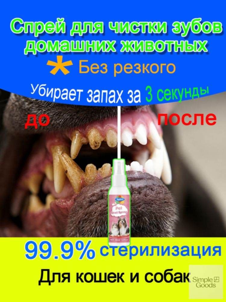 Спрей для полости рта для собак и кошек, спрей для зубов для собак, удаление зубного налёта и зубного камня, освежение
