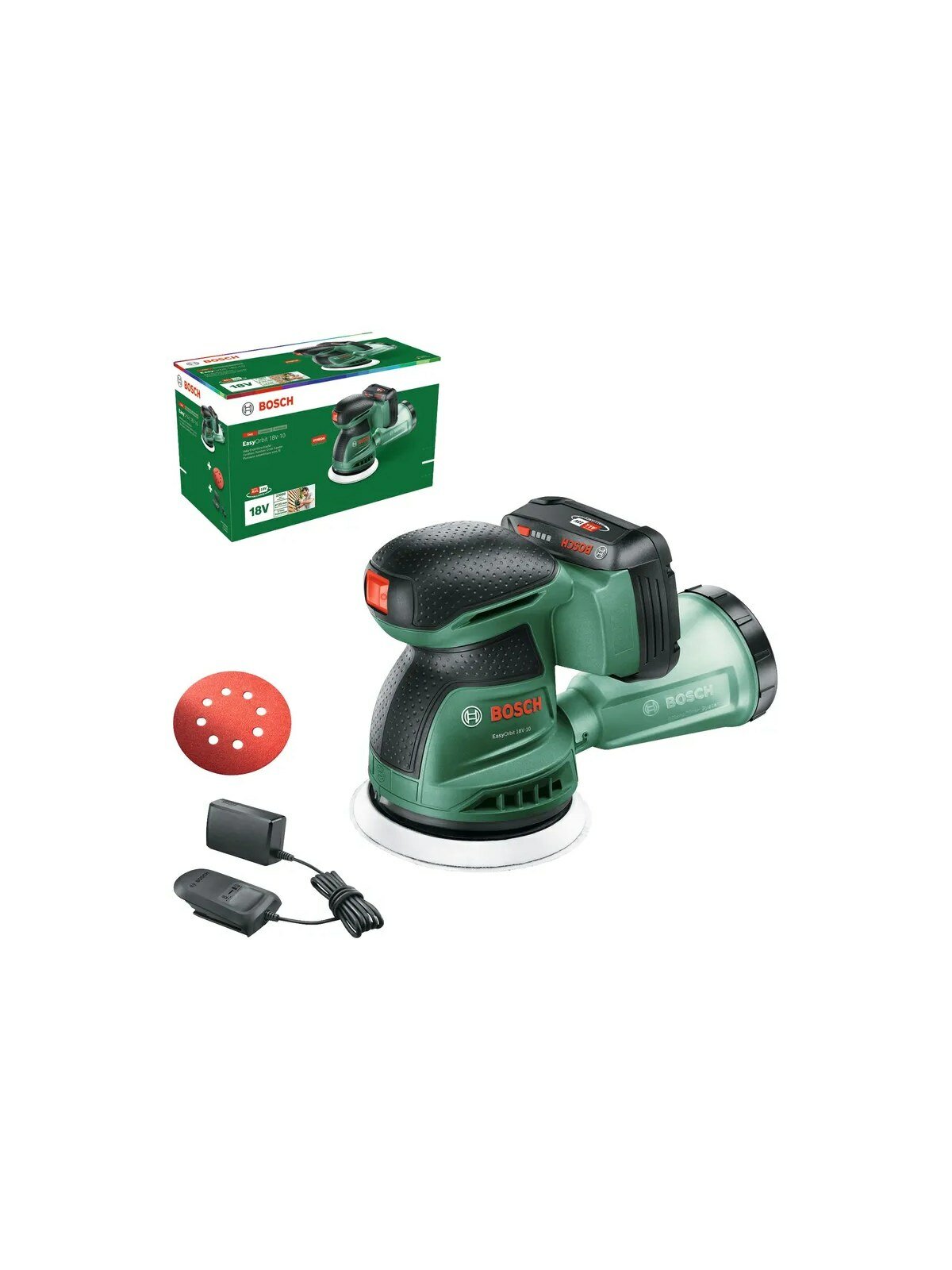 Аккумуляторная эксцентриковая шлифмашина Bosch EasyOrbit 18V-10, 125мм, 18 В, 1х2.0Ач + з/у, арт. 06033E4002