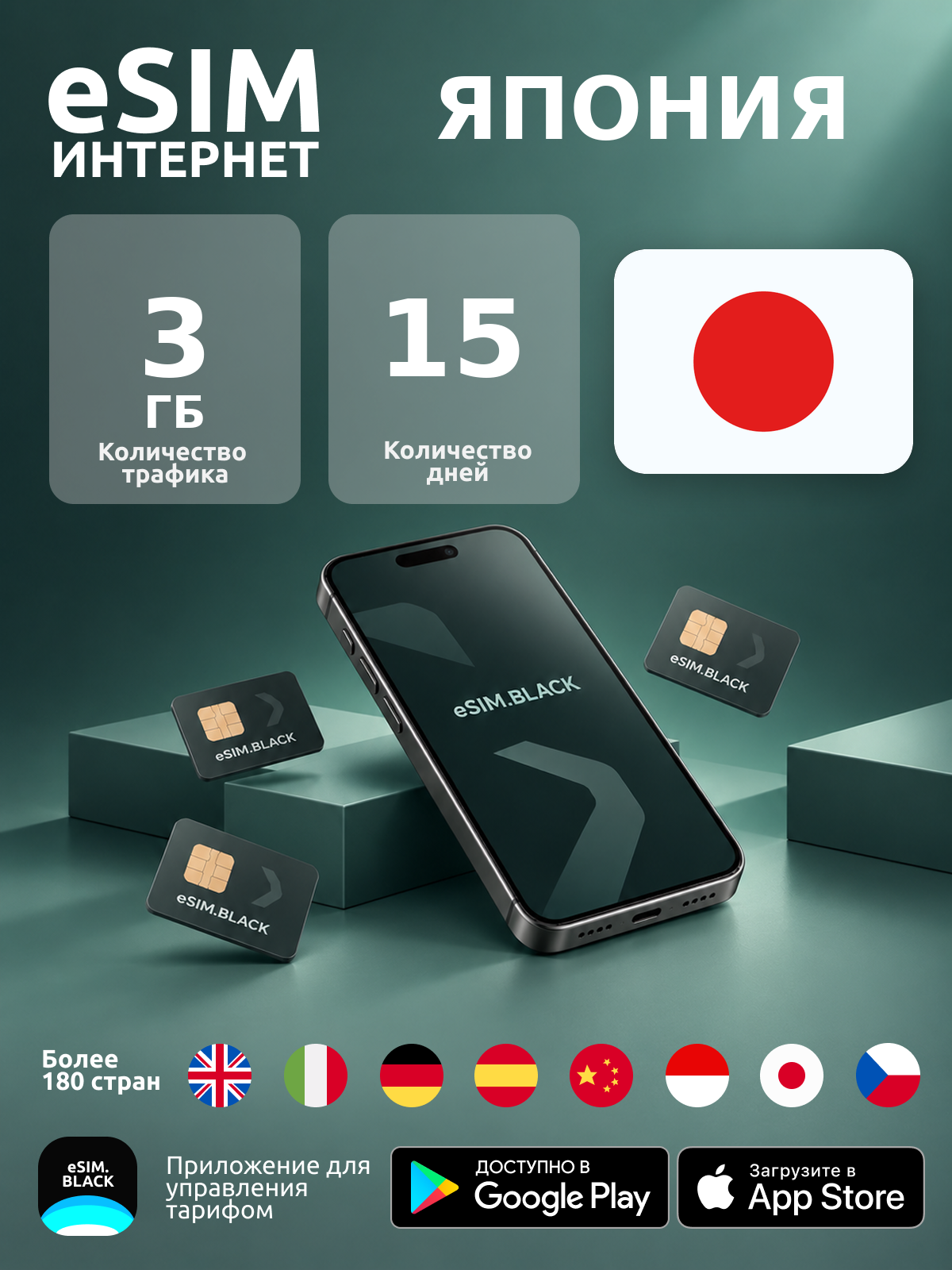 Япония/15 дней/3 ГБ - eSIM для мобильного интернета ( iPhone | Android ).
