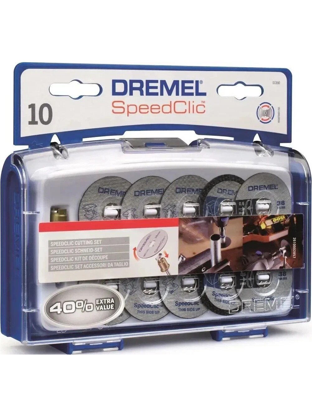 Набор для резки EZ SPEEDCLIC DREMEL SC690, 10 отрезных дисков по металлу и пластику + держатель, арт: 2615S690JA