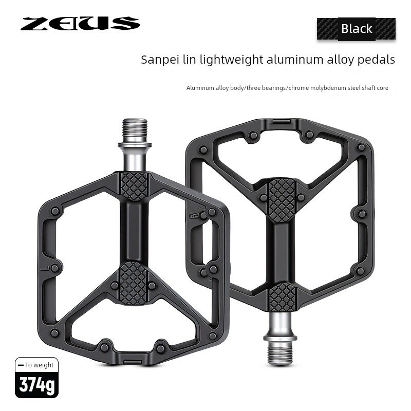 Премиум-черная велосипедная педаль ZEIUS с 3 подшипниками, литьевым алюминием, 20 противоскользящими шипами для горных