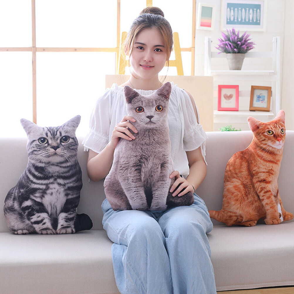 Подушка В Forme Кота 50Cm Один Штук Игрушка Из Мягкого Материала Серый Цвет Декор Дома Для Взрослых И Детей