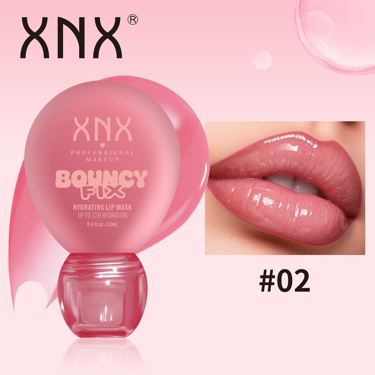 Маска для губ XNX Bouncy Fix, увлажняющая ночная и дневная, гиалуроновая кислота, разглаживает морщинки на губах, 12,5 г, 6 оттенков