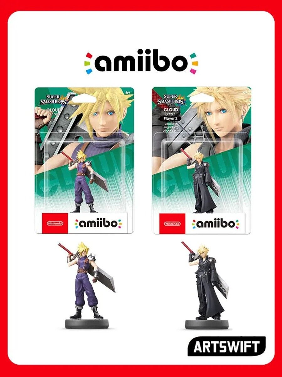 Nintendo amiibo Фигурка Игрок 1P+2P / Cloud - Player 1+ Player 2 (Super Smash Bros. Collection) Asian Version ARTSWIFT