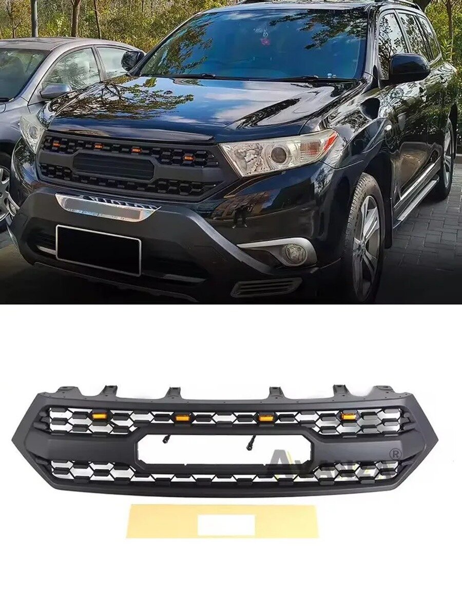Передняя бамперная решетка для Toyota Highlander 2012 2014, ABS, полностью черная