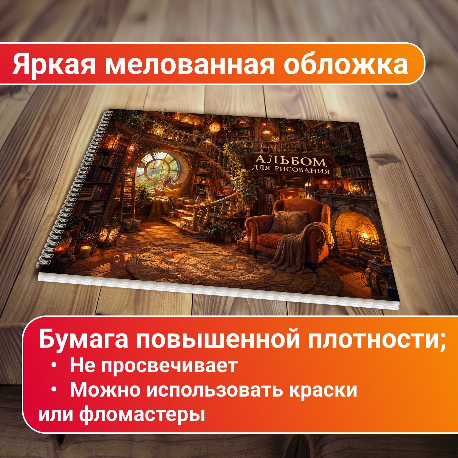 Альбом для рисования Уютная библиотека А4 60 листов — фото 1