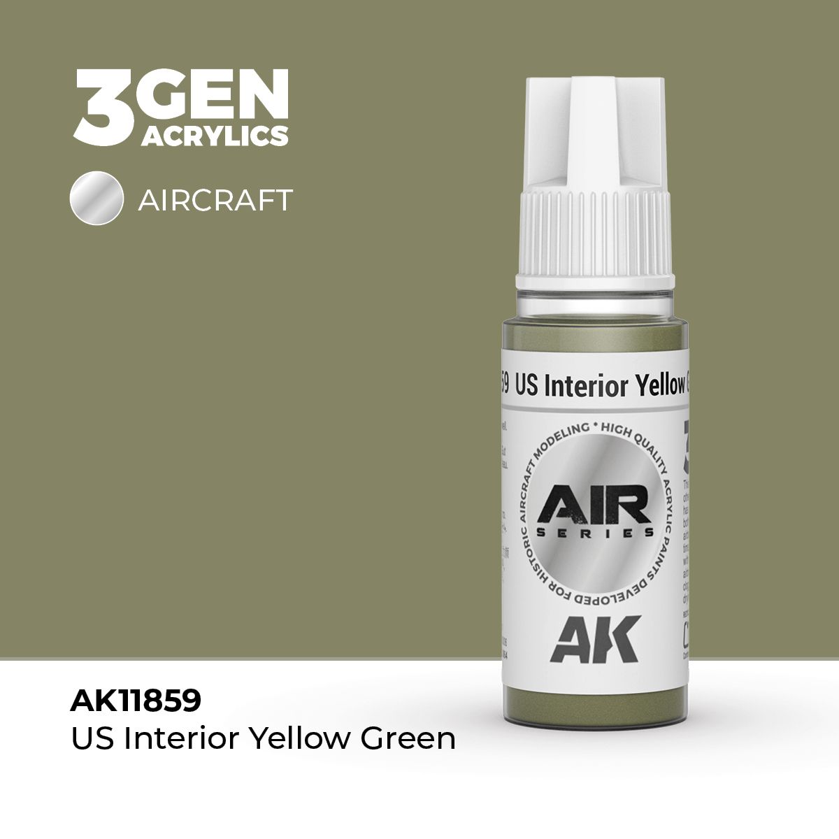 Акриловая краска AK Interactive US Interior Yellow Green 3GEN AIR, 18мл