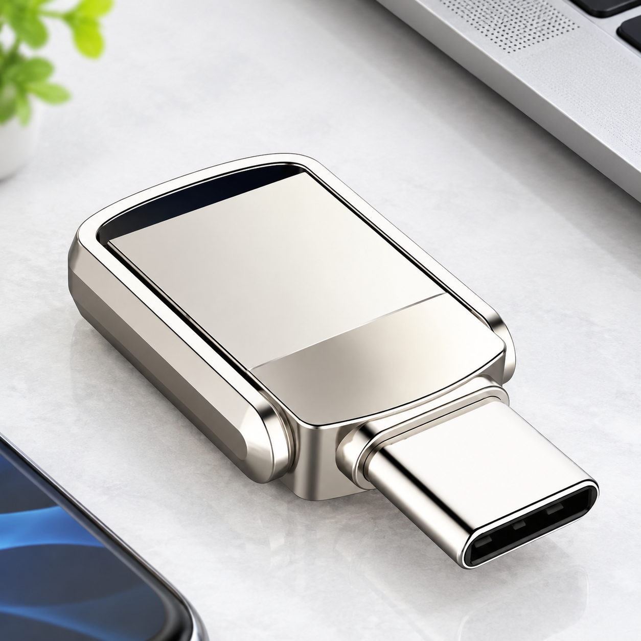 USB-накопитель Type-C 2ТБ, OTG (Цвет товара: серебристый)