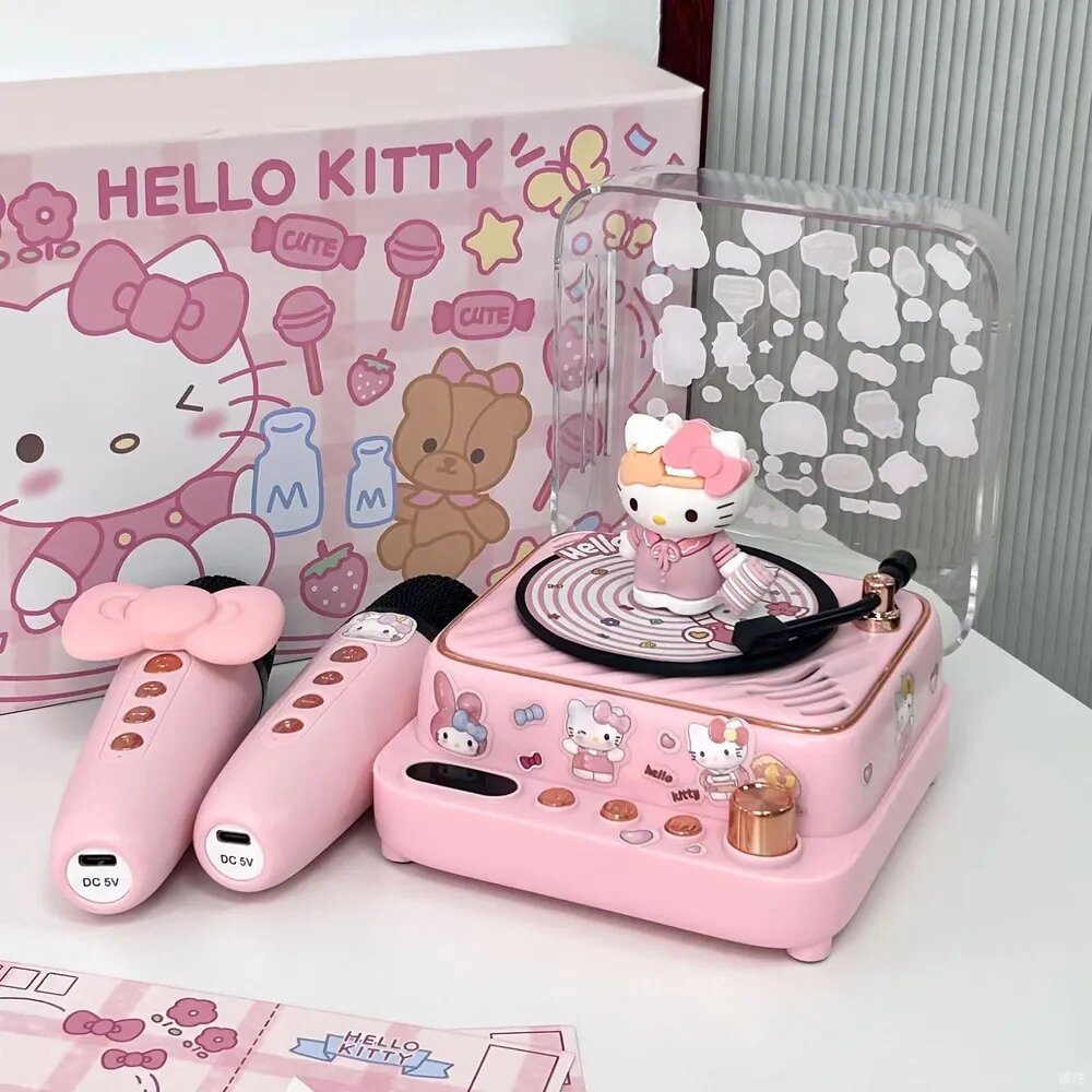 Колонка с микрофоном караоке Hello Kitty/CD блютуз колонка/Упаковка подарочной коробки