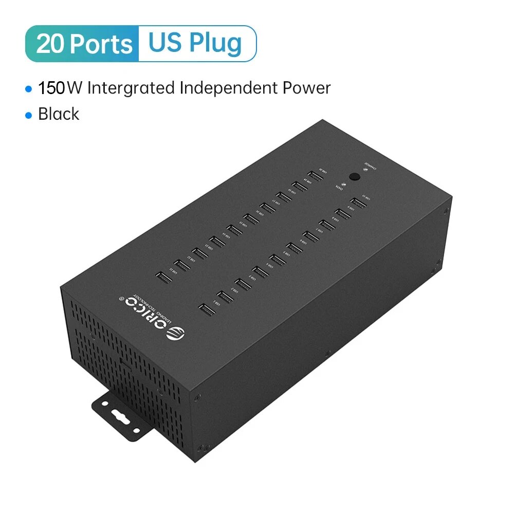 ORICO USB хаб на 20 портов, US plug, черный