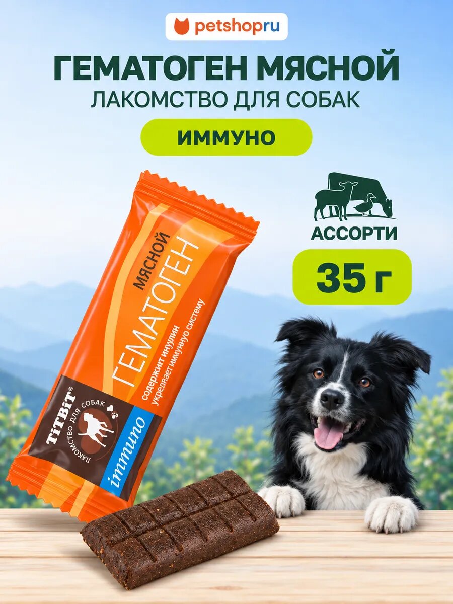 TiTBiT Гематоген мясной immuno для укрепления иммунной системы, для собак, 35 грамм