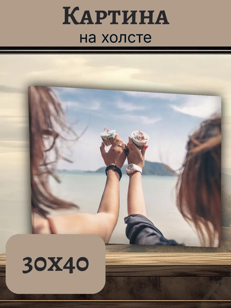 Картина Постер Таиланд Тай 30x40 девушки с мороженым