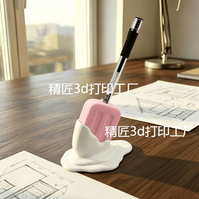 3D-печатная модель: подставка для ручек, органайзер для хранения и декоративный элемент, имитирующий таящий эскимо.